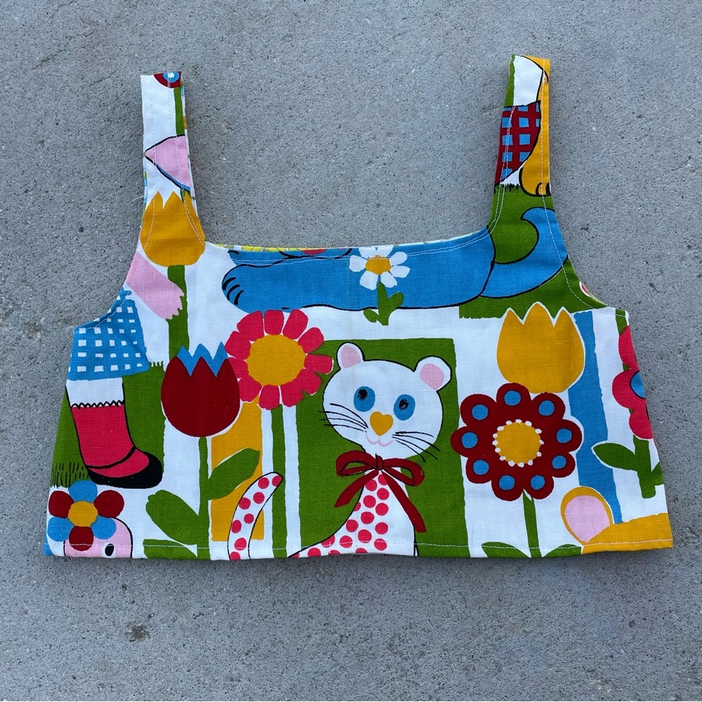 Vintage 60s 70s fabric handmade top